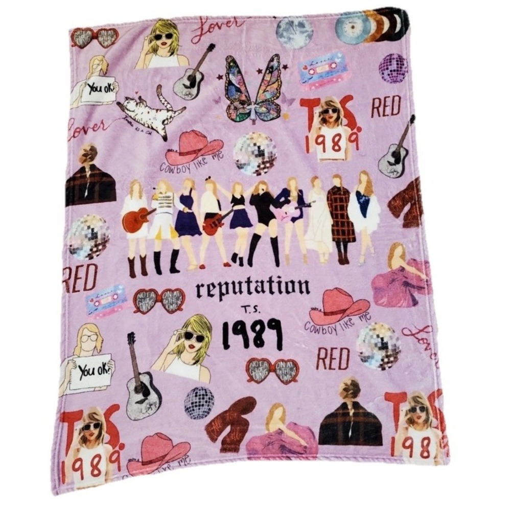 Taylor Swift Fleece Throw Blanket Reputation Folklore‎ Lover Red 38x47.5